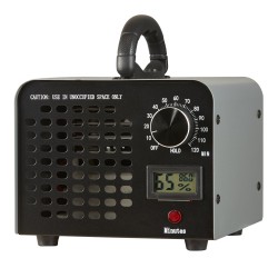 Otsonigeneraattori otsonintuotto 36000 mg/h ajastin 0–120 minuuttia ilmankosteusnäyttö irrotettava pölysuoja