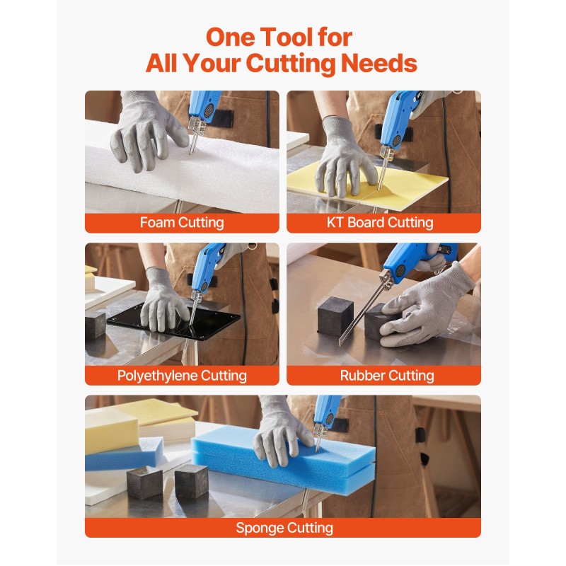 Kuumaveitsi vaahtoleikkuri säädettävä lämpötila 50–500 °C 150 ja 200 mm terät