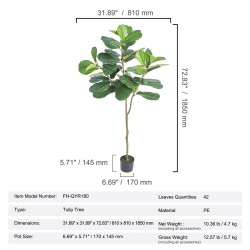 Keinotekoinen viikunapuu 185 cm PE-muovi ruukulla kaatumissuoja