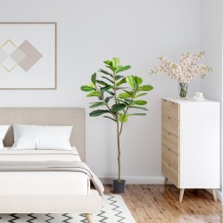 Keinotekoinen viikunapuu 185 cm PE-muovi ruukulla kaatumissuoja