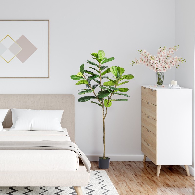 Keinotekoinen viikunapuu 185 cm PE-muovi ruukulla kaatumissuoja