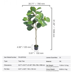 Tekoviulukumipuu PE-materiaali noin 1556 mm korkeus vakaa kaatumissuoja