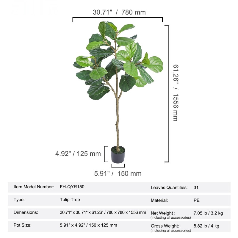 Tekoviulukumipuu PE-materiaali noin 1556 mm korkeus vakaa kaatumissuoja
