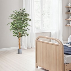 Tekofiikus 150 cm luonnonpuurunko silkkilehdet musta ruukku sisäkäyttöön