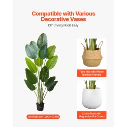 Tekokasvi paratiisilintu 1829 mm korkea 13 runkoa muovilehdet valkoinen ruukku