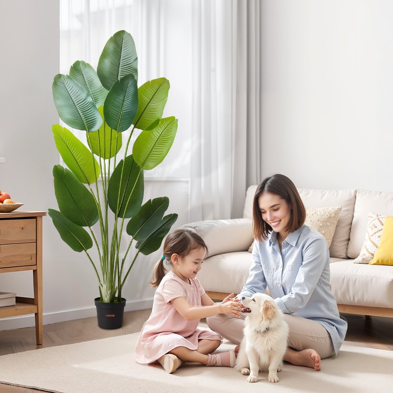 Tekokasvi paratiisilintu 1829 mm korkea 13 runkoa muovilehdet valkoinen ruukku