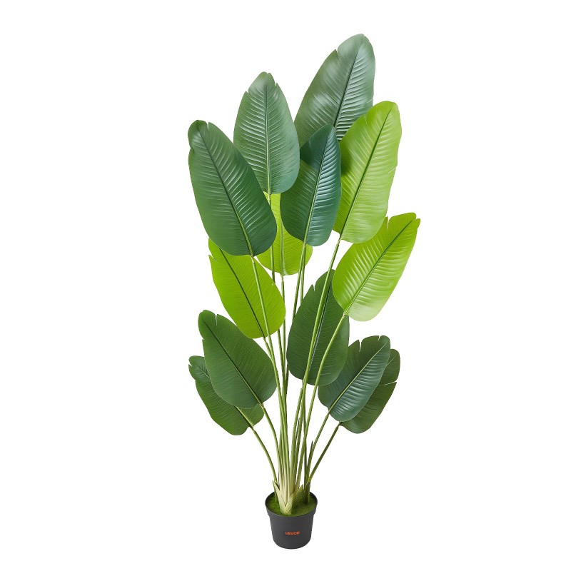 Tekokasvi paratiisilintu 1829 mm korkea 13 runkoa muovilehdet valkoinen ruukku