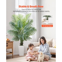 Tekopalmu muovilehdet 1829 mm valkoinen korkea ruukku sisä ja ulkokäyttöön