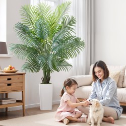 Tekopalmu muovilehdet 1829 mm valkoinen korkea ruukku sisä ja ulkokäyttöön