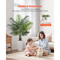 Keinotekoinen arekapalmu polyeteenilehdillä 1524 millimetriä valkoinen korkea ruukku sisä- ja katetuille ulkotiloille