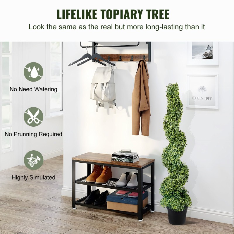 Tekokartio-buxuspensaat 121,9 cm PE ja rauta 2 kpl ulko- ja sisäkäyttö