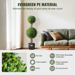 Keinotekoinen puksipuu muovinen 91 cm 2 kpl kaksipalloiset ruukuissa sisä ja ulkokäyttöön