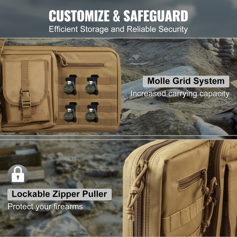 Pehmeä pitkien aseiden laukku 42-tuumainen polyesteri kahdelle kiväärille ja kahdelle pistoolille