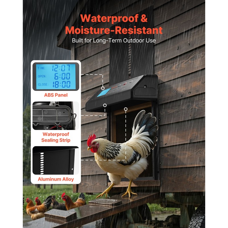 Automaattinen kanalan ovi alumiiniseos ja muovi paristokäyttöinen ajastin puristussuoja vesitiivis