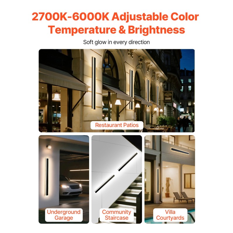 Ulkoseinävalaisin 2 kpl 1000 mm säädettävä 2700–6000K himmennettävä kaukosäätimellä IP65