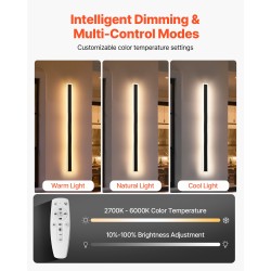 Ulkoseinävalaisin 2 kpl 1000 mm säädettävä 2700–6000K himmennettävä kaukosäätimellä IP65