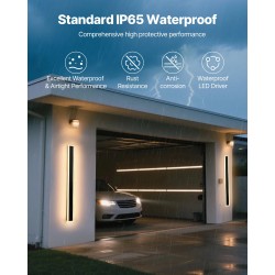 Ulkoseinävalaisin metallirunko 1000 mm 2 kpl LED-nauhat 3000K IP65