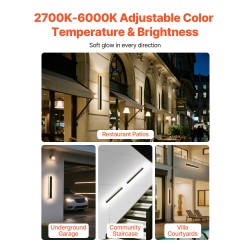 Ulkoseinävalaisimet LED 2 kpl 600 mm ruosteenkestävä IP65 himmennettävä säädettävä 2700–6000K