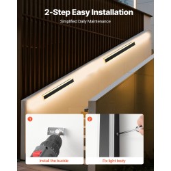 Ulkoseinävalaisin 600 mm metallirunkoinen akryylivarjostin 3000K IP65 LED ulkokäyttöön