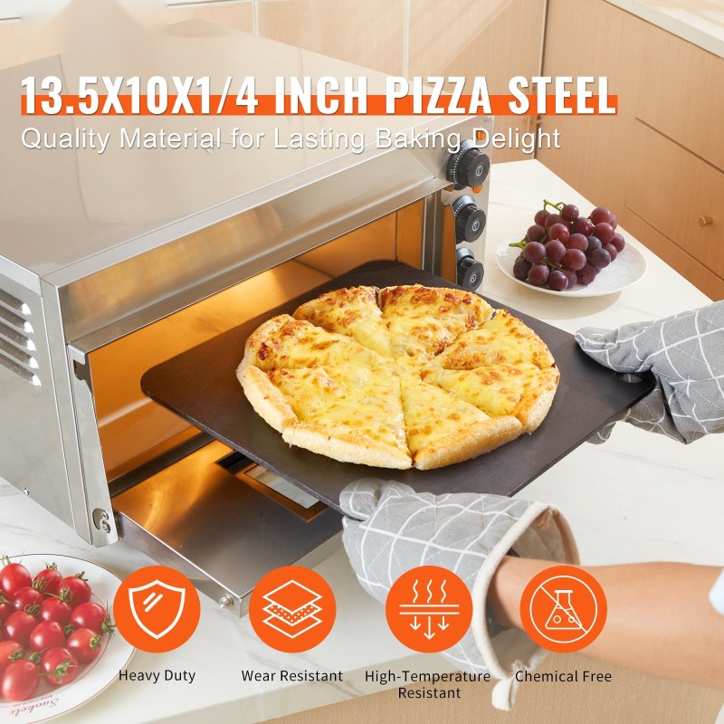Pizzateräslevy esimaustettu hiiliteräs 340×250×6 mm uuniin ja grilliin