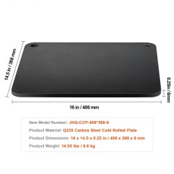 Esimaustettu pizzateräslevy hiiliteräs 16 x 14,5 x 1/4 tuumaa uuniin ja grilleihin