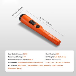 Kädessä pidettävä metallinilmaisin ABS 50 mm tunnistussyvyydellä kolmella tilalla vedenpitävällä pussilla