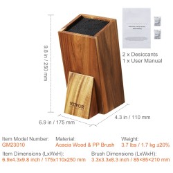 Veitsiteline akasiapuuta 175x110x250 mm irrotettavalla PP-harjalla kallistettu luistamattomilla jaloilla