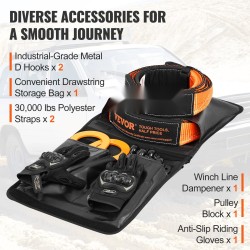 Maastoajoneuvojen talteenottosarja polyesteri hinausliina 7,6 x 914,4 cm 2 D-rengassakkelia väkipyörä