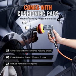 Pienikokoinen paineilma-epäkeskohiomakone alumiini 2,5 5,1 ja 7,6 cm 15000 kierrosta minuutissa 58-osainen