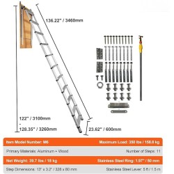 Vinttitikas alumiinirunkoinen teleskooppinen 158,8 kg kantavuus 100x60 cm aukko 3–3,2 m kattokorkeuksiin
