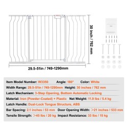 Turvaportti rauta ja muovi leveys 75–129 cm korkeus 76 cm portaikkoihin oviaukkoihin
