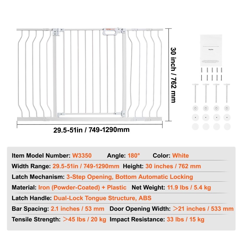 Turvaportti rauta ja muovi leveys 75–129 cm korkeus 76 cm portaikkoihin oviaukkoihin
