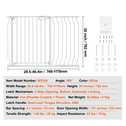 Turvaportti valkoinen rauta ja muovi 74,9–122,9 senttimetriä 76,2 senttimetriä lapsille ja lemmikeille