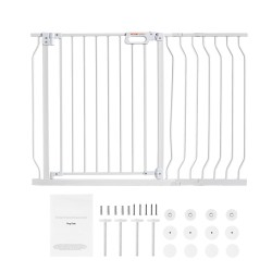 Turvaportti valkoinen rauta ja muovi 74,9–122,9 senttimetriä 76,2 senttimetriä lapsille ja lemmikeille