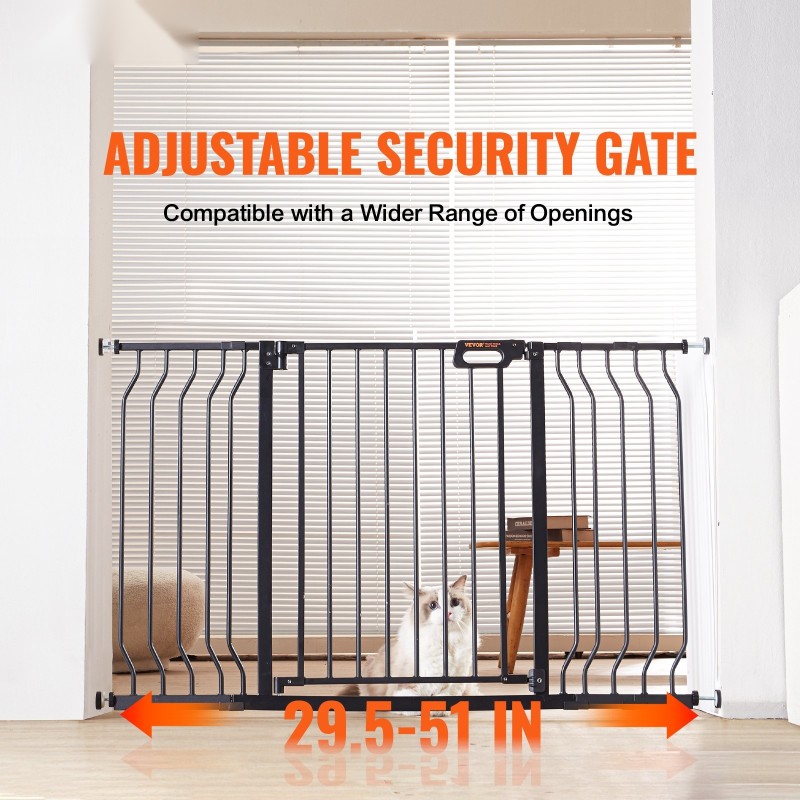 Turvaportti rautaa ja muovia säädettävä leveys 749–1346 mm korkeus 762 mm musta