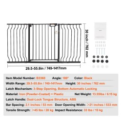 Turvaportti rautaa ja muovia säädettävä leveys 749–1417 mm korkeus 762 mm