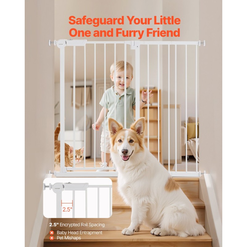 Turvaportti säädettävä leveys 65–101,6 cm korkeus 91,4 cm painekiinnitys valkoinen