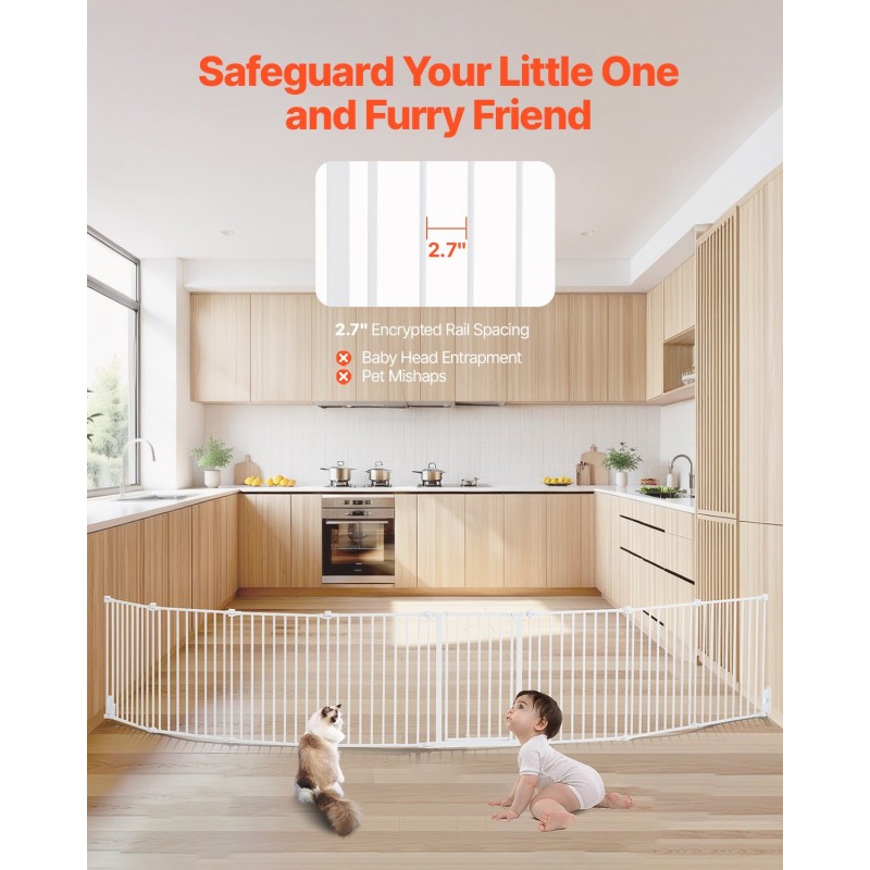 Turvaportti 8 paneelia 487,7 cm leveä 71,1 cm korkea lapsille ja lemmikeille