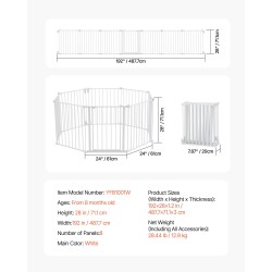 Turvaportti 8 paneelia 487,7 cm leveä 71,1 cm korkea lapsille ja lemmikeille