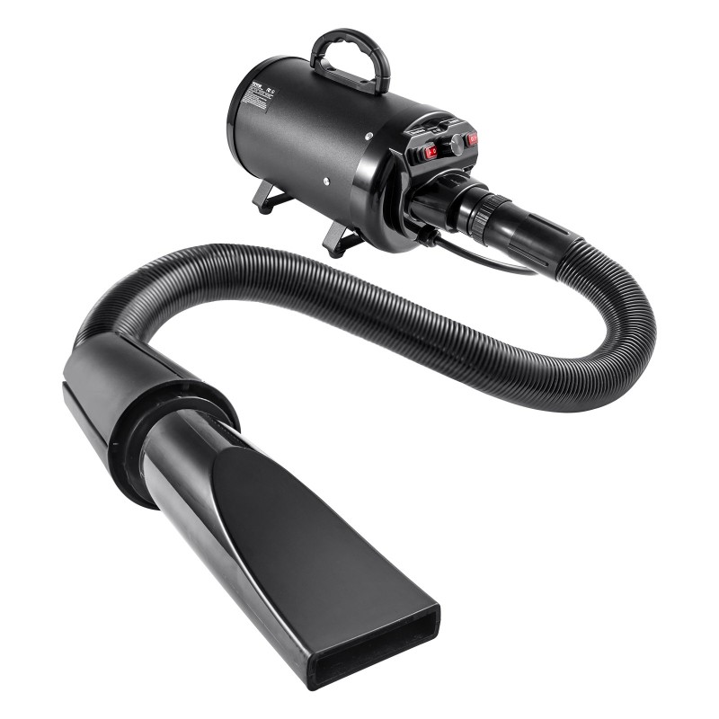 Lemmikkikuivain 2000W musta kotikäyttöön säädettävä lämpötila ja nopeus 4 suutinta