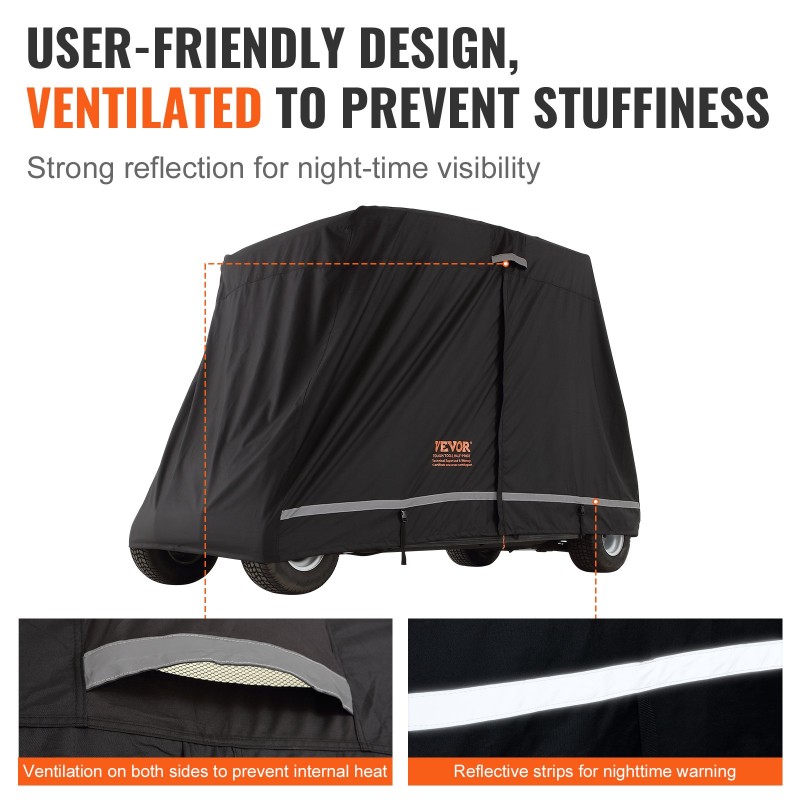 Golfkärryn suojapeite 600D polyesteri PU-pinnoitteella 2+2-istuttaville vesitiivis aurinkosuojaava