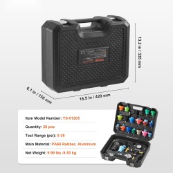 Jäähdyttimen paineentestaus- ja tyhjiötäyttösarja 28-osainen alumiinipumpulla värikoodatuilla sovittimilla autoille