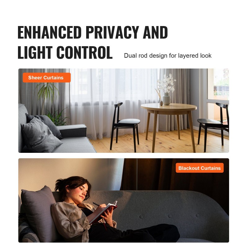 Kaksoisverhotanko teräs säädettävä 91,4–182,9 cm 2,5 cm ja 1,9 cm mattamusta