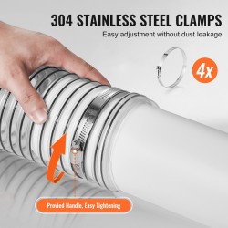 Pölynpoistoletku PVC-muovinen paksunnettu 100 mm x 6,1 m teräslankavahvistettu läpinäkyvä