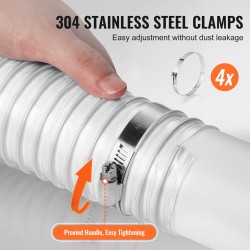 PVC-muovinen puruletku 63 mm x 3050 mm hiiliteräskierrolla 4 ruostumatonta kiristintä