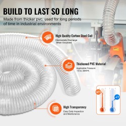PVC-muovinen puruletku 63 mm x 3050 mm hiiliteräskierrolla 4 ruostumatonta kiristintä