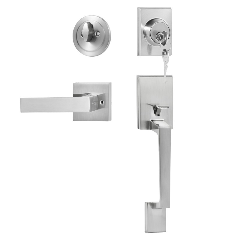 Etuoven vedin- ja lukkosetti sinkkiseos satiininikkeli käännettävä oikea- ja vasenkätisiin