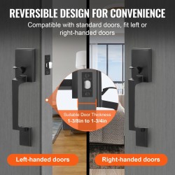 Etuoven vedin sinkkiseos mattamusta neliölevyllä käännettävä säädettävä reiänväli 200–228 mm