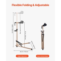 Pyörän huoltoteline Q195-teräs kantavuus 39.9 kg säädettävä 105–152 cm magneettitarjotin 360° puristin