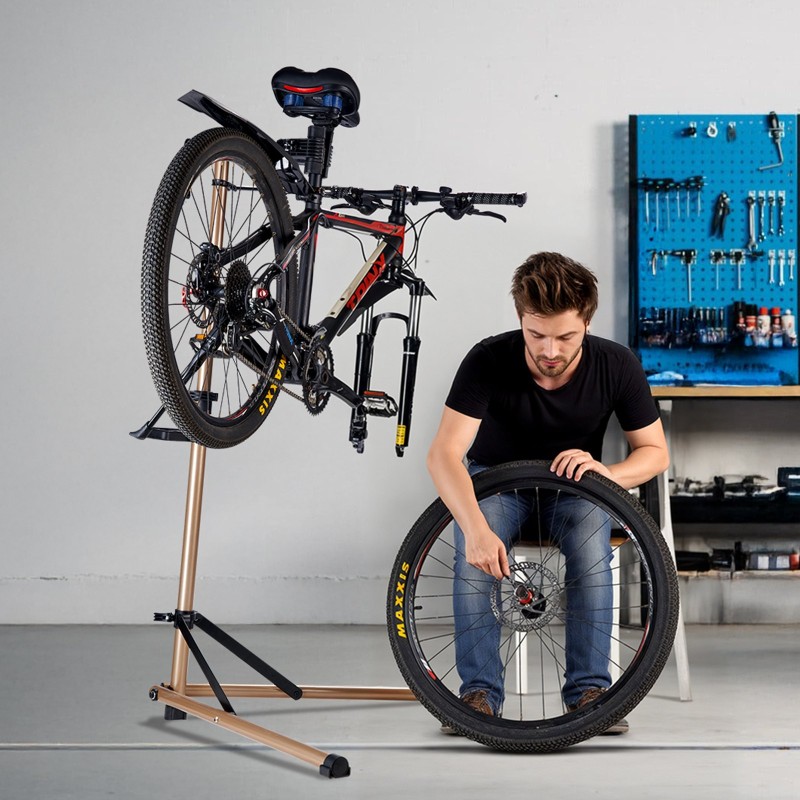 Pyörän huoltoteline Q195-teräs kantavuus 39.9 kg säädettävä 105–152 cm magneettitarjotin 360° puristin